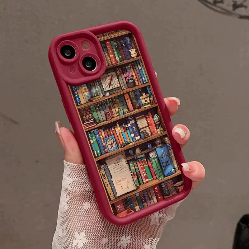 Cartoon Bookshelf Pattern Shockproof Non Slip Military-Grade Protective Silicone Cover - Image 9