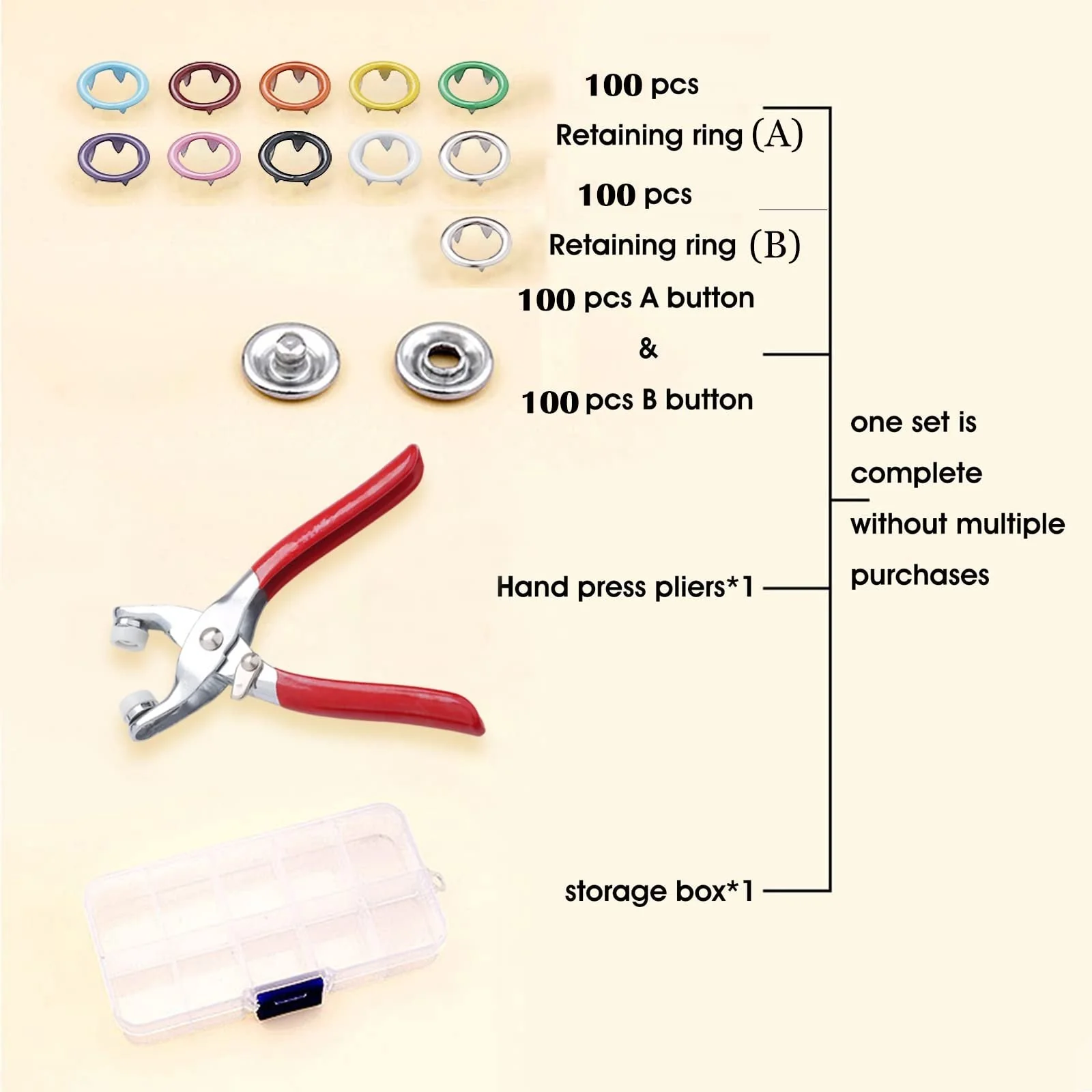 ✨100 pcs Invisible Colored Metal Buckle & Manual Pressure Pliers Kit - Image 3