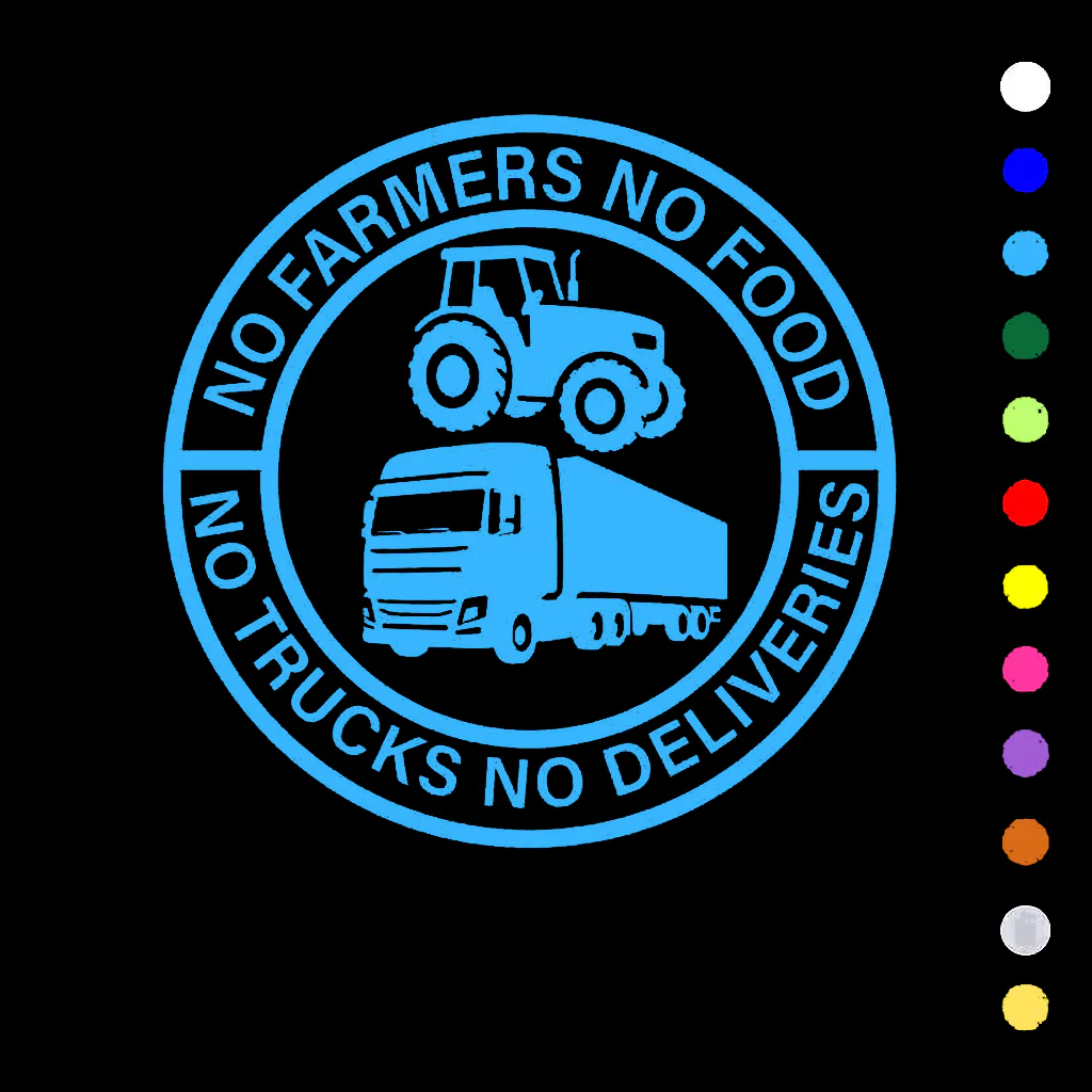 🔥No Farmers No Food No Trucks No Deliveries Vinyl Sticker – 140mm Decal(2 pcs) - Image 3