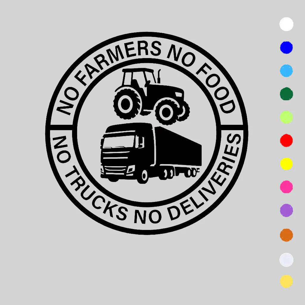🔥No Farmers No Food No Trucks No Deliveries Vinyl Sticker – 140mm Decal(2 pcs) - Image 4