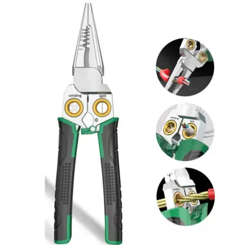 8 in 1 Wire Stripper Twister for Cutting and Pulling Wires Cable Scissors,Voltage Tester Pliers - Image 2