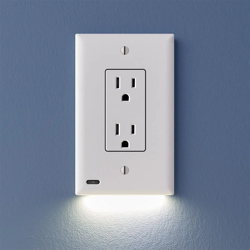 OUTLET WALL PLATE WITH LED NIGHT LIGHTS-NO BATTERIES OR WIRES [UL FCC CSA CERTIFIED] 1 Set ( 2 PCS ) - Image 2