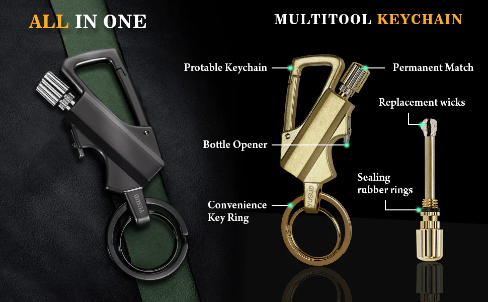 Permanent Match Infinity Lighter with Multitool Keychain Bottle Opener - Image 8