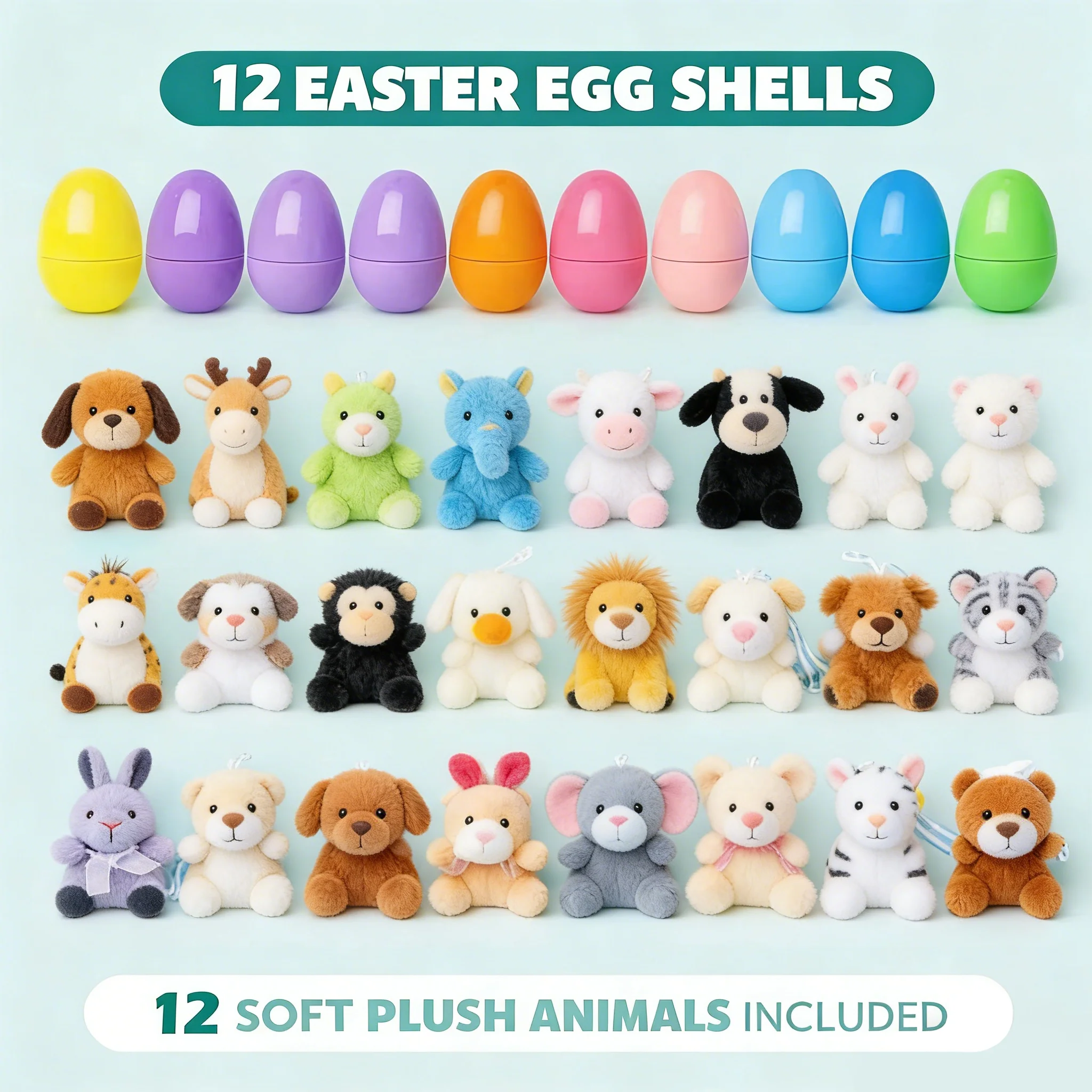 🔥Plush Animals Pre-Filled Easter Eggs (1 Set 12 Pcs ) - Image 2