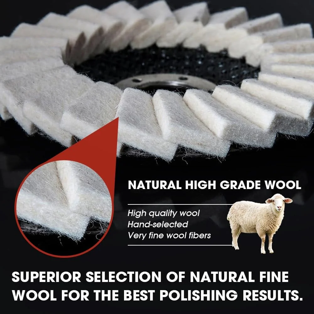 Premium Wool Felt Polishing Flap Disc for Angle Grinders - Mirror Finish Made Easy - Image 3