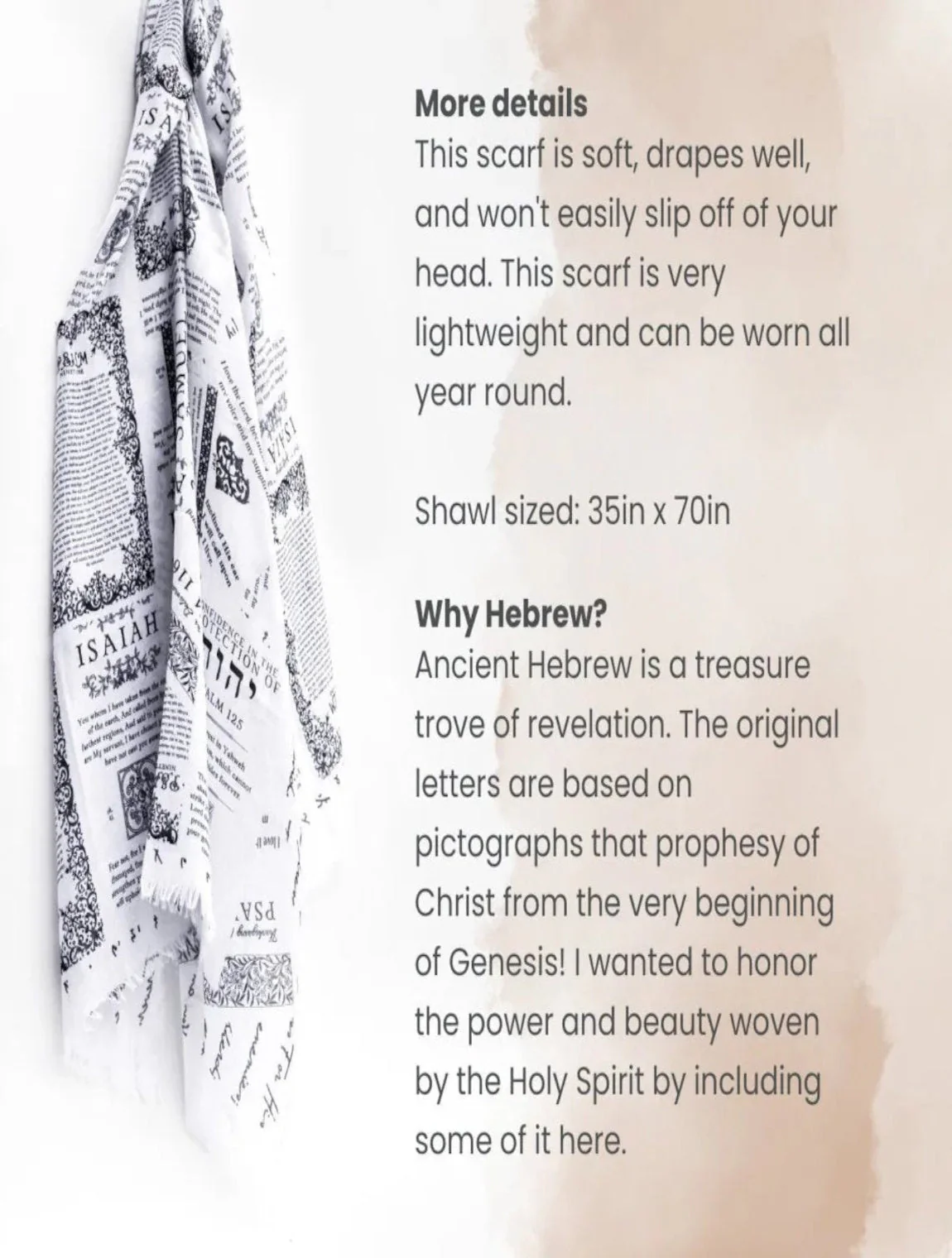 ✝️Handcrafted Christian Prayer Shawl: Protection Bible Verse Scarf, Yeshua Scripture Wrap🙏 - Image 6