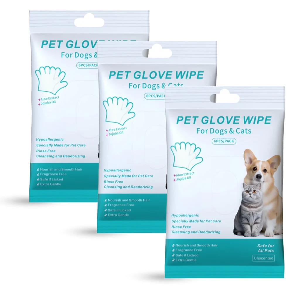 🔥Rinse-Free Dog Shampoo Mitts – Hypoallergenic Pet Bath Wipes, 6 Packs - Image 5