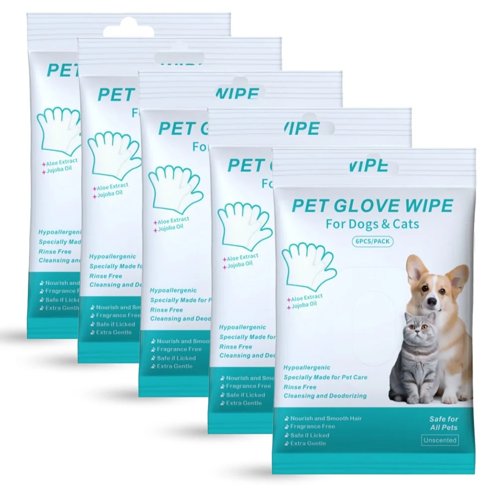 🔥Rinse-Free Dog Shampoo Mitts – Hypoallergenic Pet Bath Wipes, 6 Packs - Image 6