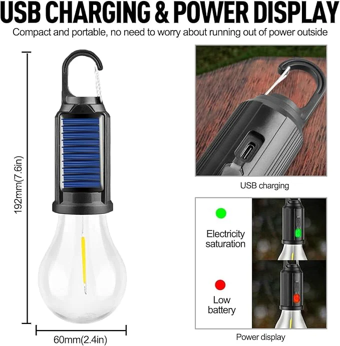 🔥Solar Tent Lights USB Rechargeable Led Camping Lantern - Image 6