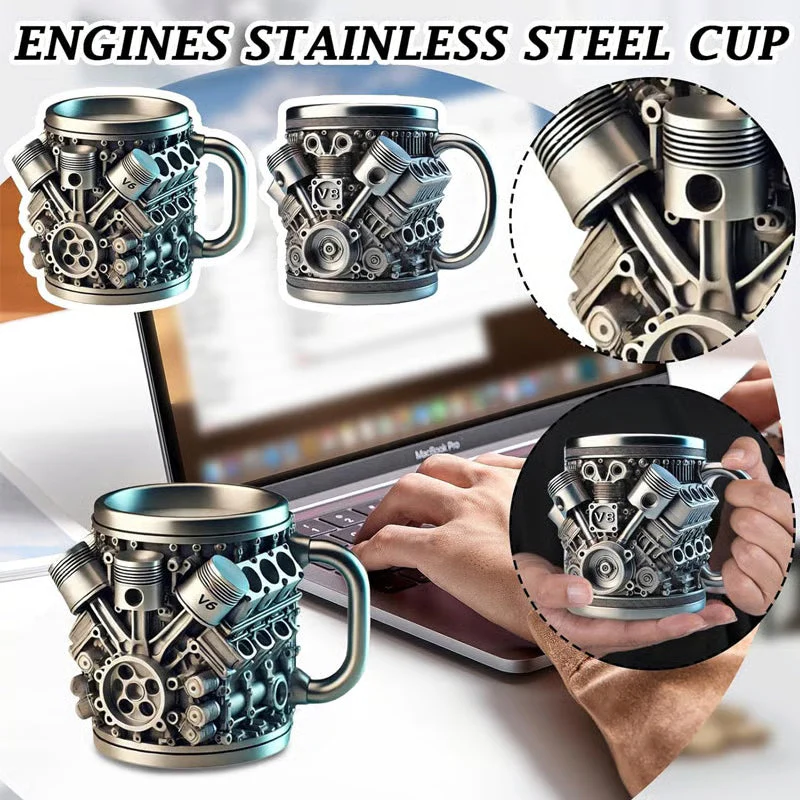 Stainless Steel Mug - V8 Engine Design - Image 9