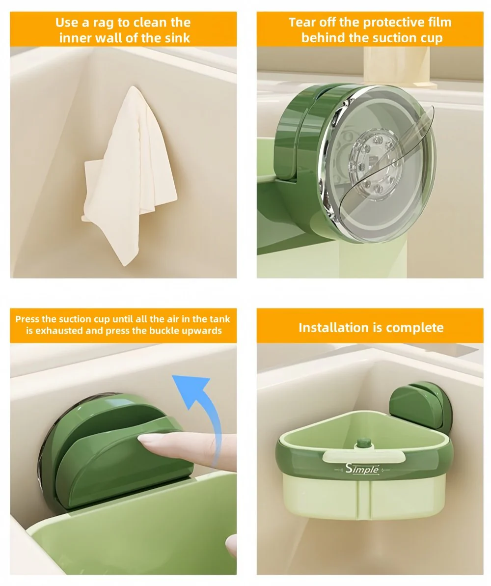 Suction Cup Sink Corner Rack - Image 4