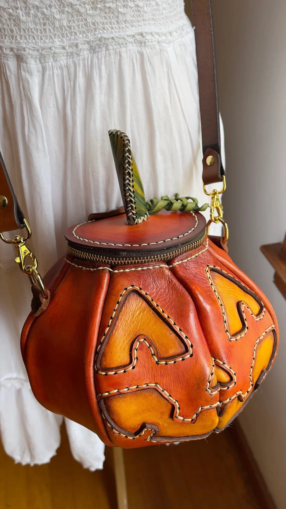 🎃handmade leather Pumpkin Bag(✨Same as in the video) - Image 7