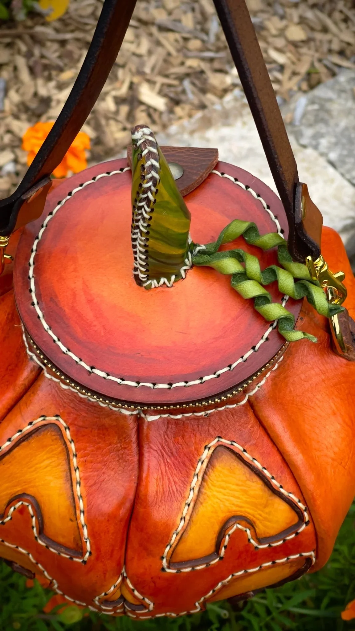 🎃handmade leather Pumpkin Bag(✨Same as in the video) - Image 9