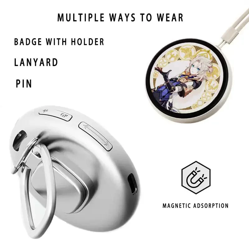 Digital Badge Photo Video GIF Display Screen Pins Pixel Touchscreen Lightweight 500mAh - Image 5