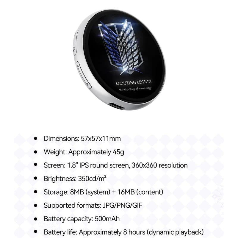 Digital Badge Photo Video GIF Display Screen Pins Pixel Touchscreen Lightweight 500mAh - Image 8