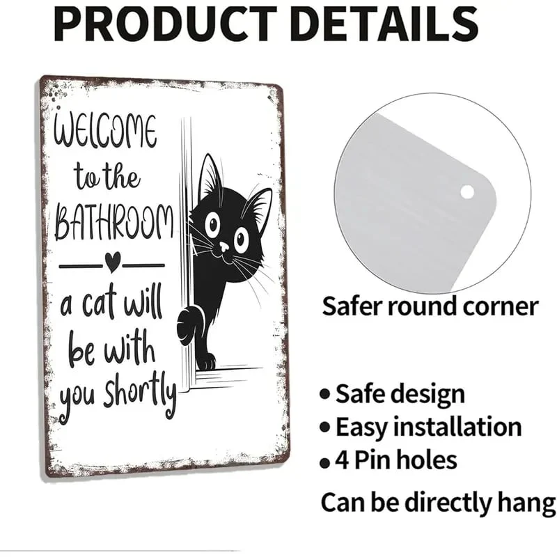 Vintage Black & White Cat Wall Art - Image 3