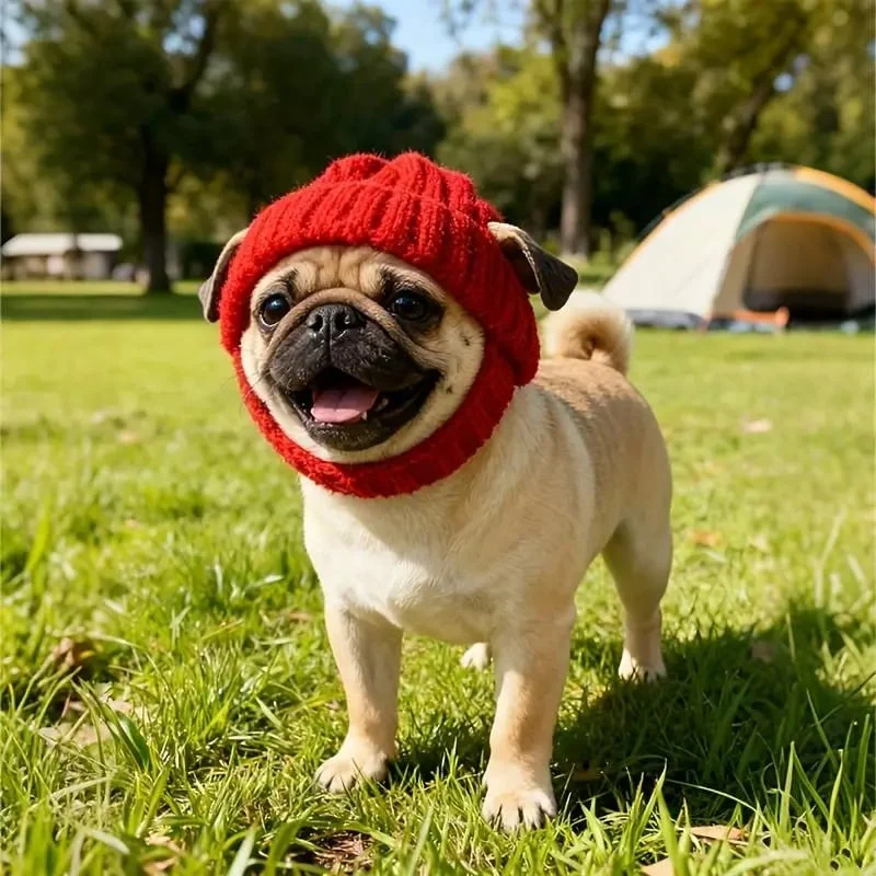 🔥🐾Red Wool Knit Dog Beanie with Ear Flaps – Warm Winter Hat - Image 2