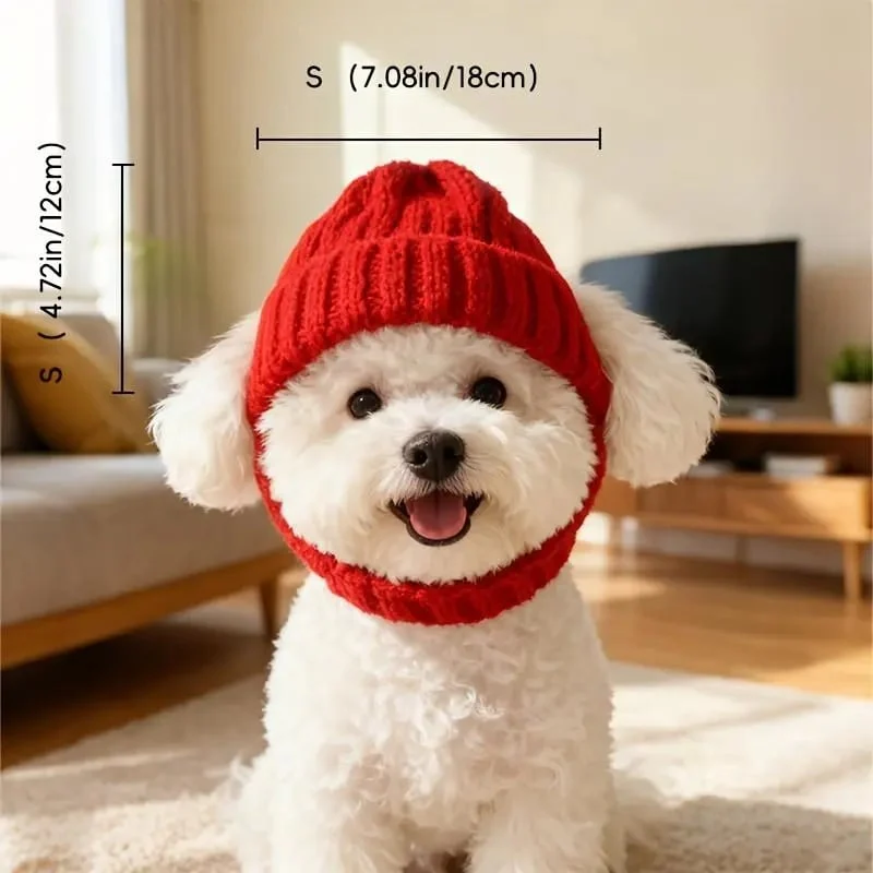 🔥🐾Red Wool Knit Dog Beanie with Ear Flaps – Warm Winter Hat - Image 5