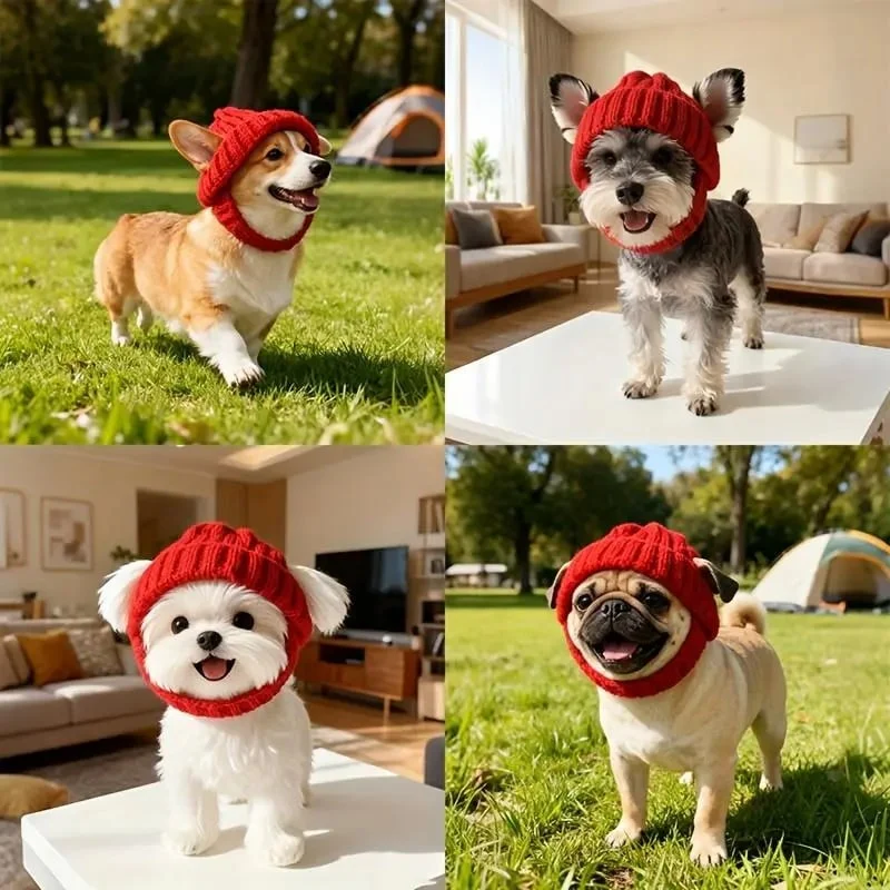 🔥🐾Red Wool Knit Dog Beanie with Ear Flaps – Warm Winter Hat - Image 6