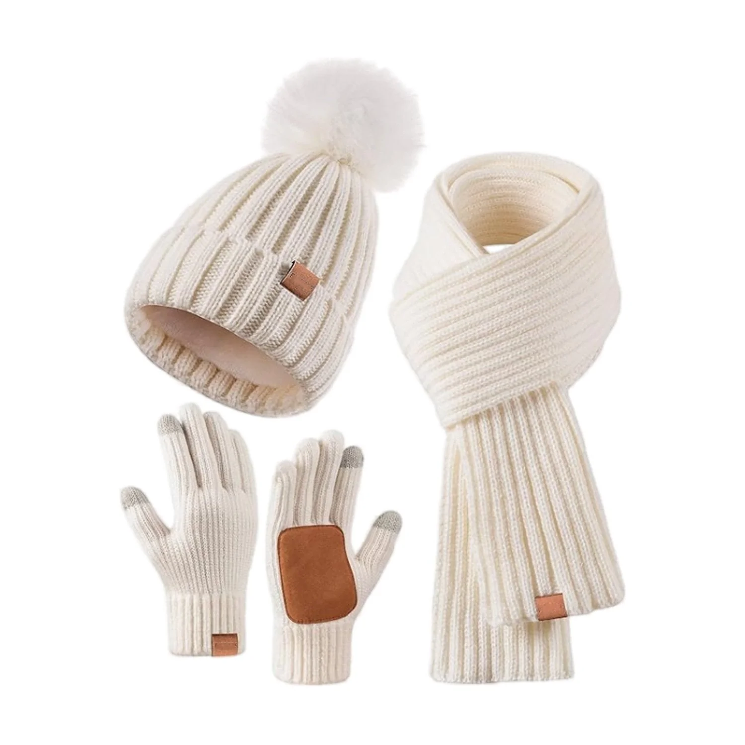 Winter Beanie Hat Scarf 🧣 Touchscreen Gloves Set for Women Men, Warm Accessories Perfect 3 PCS Birthday Gift🎁
