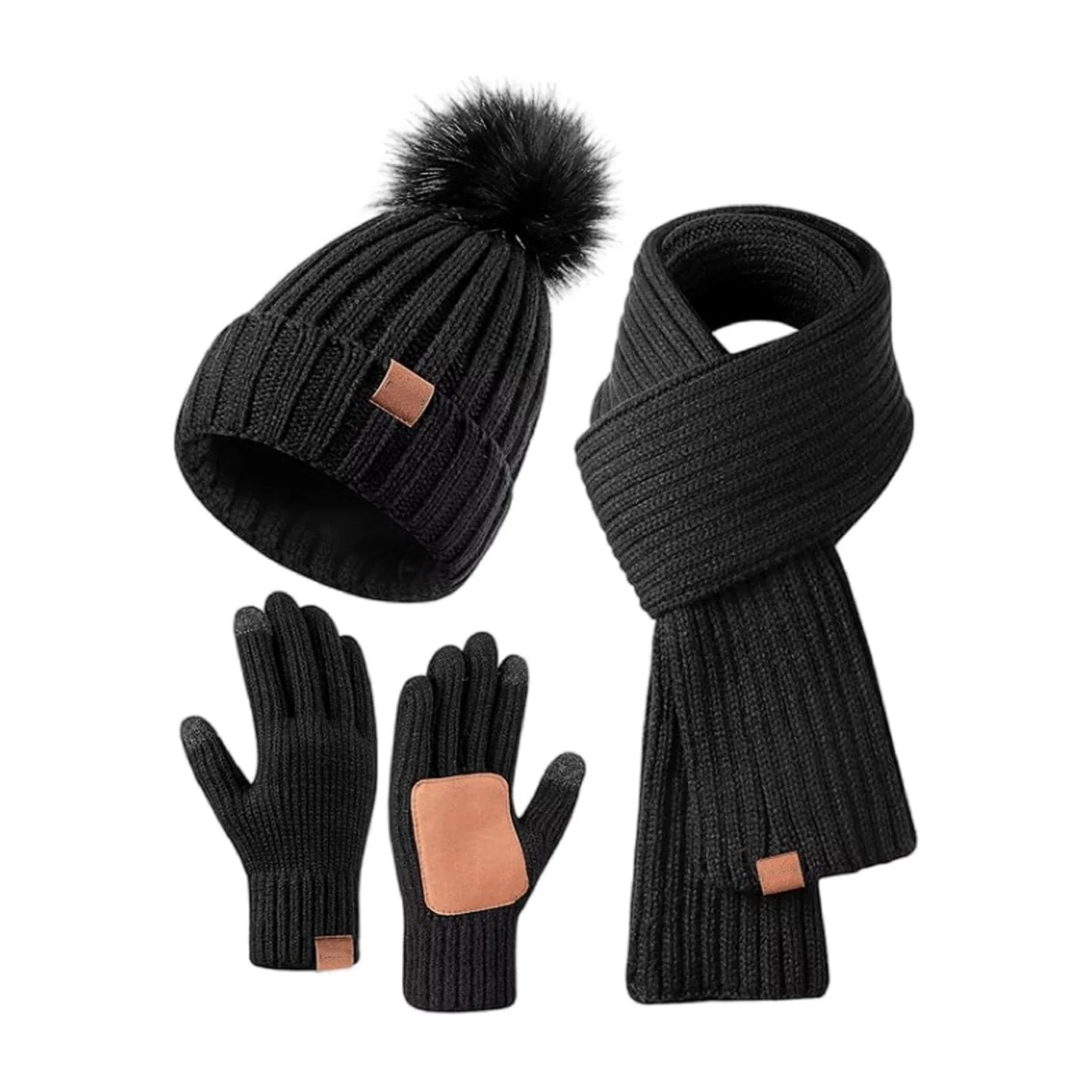 Winter Beanie Hat Scarf 🧣 Touchscreen Gloves Set for Women Men, Warm Accessories Perfect 3 PCS Birthday Gift🎁 - Image 2