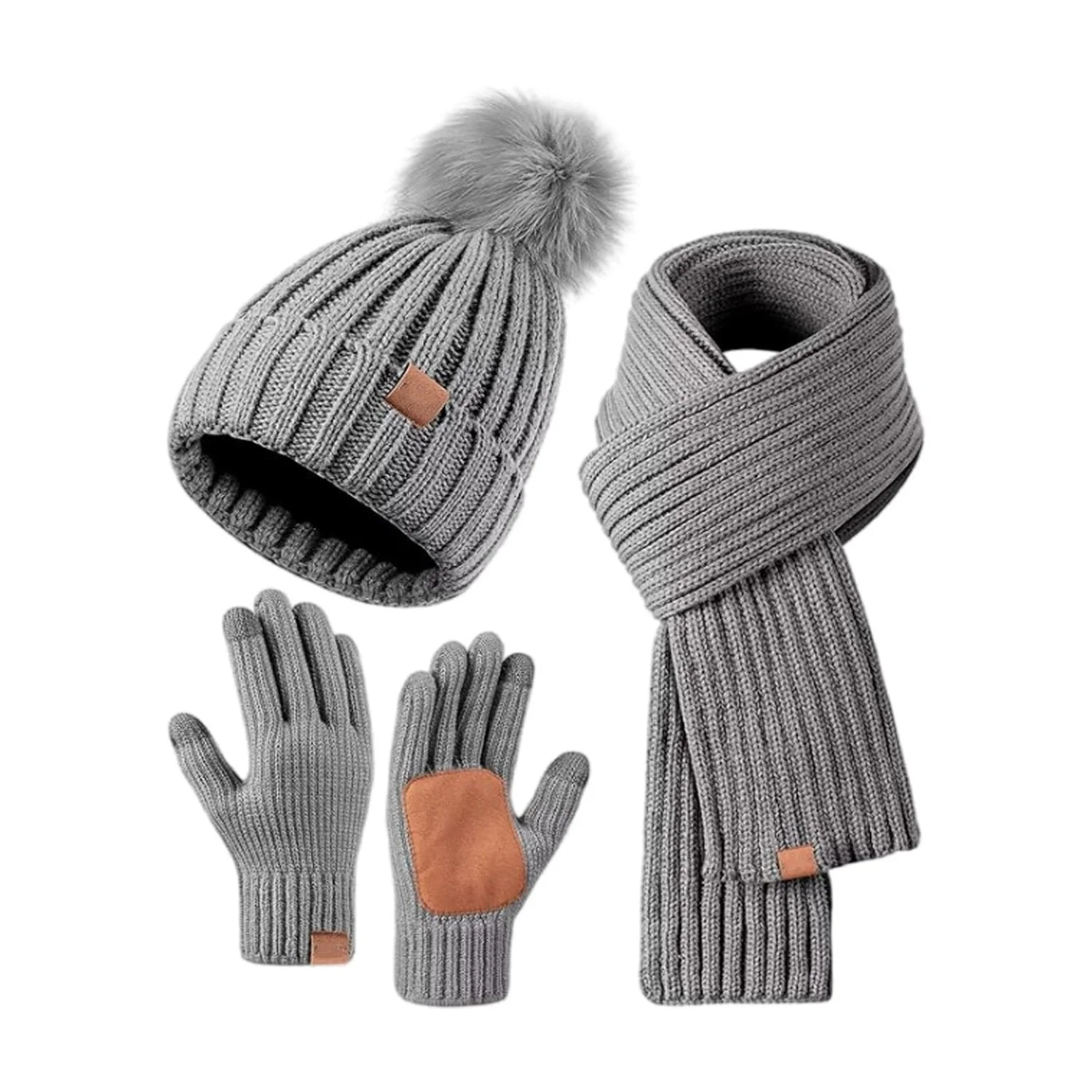 Winter Beanie Hat Scarf 🧣 Touchscreen Gloves Set for Women Men, Warm Accessories Perfect 3 PCS Birthday Gift🎁 - Image 4