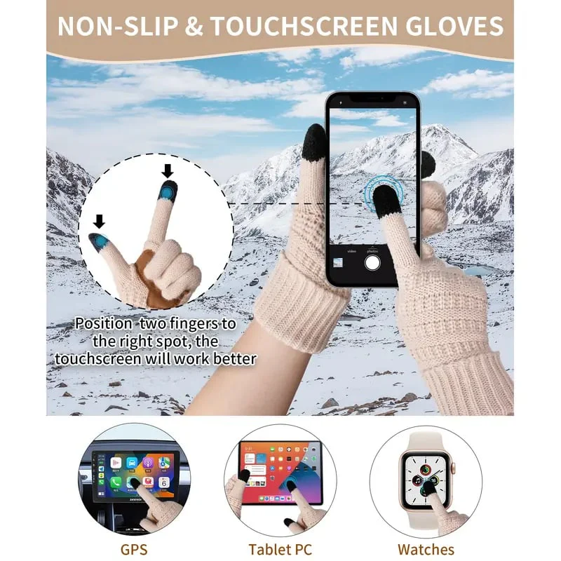 Winter Beanie Hat Scarf 🧣 Touchscreen Gloves Set for Women Men, Warm Accessories Perfect 3 PCS Birthday Gift🎁 - Image 5