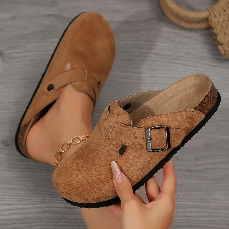 Women's Comfortable Slippers Suede Leather Cork Footbed - Image 3