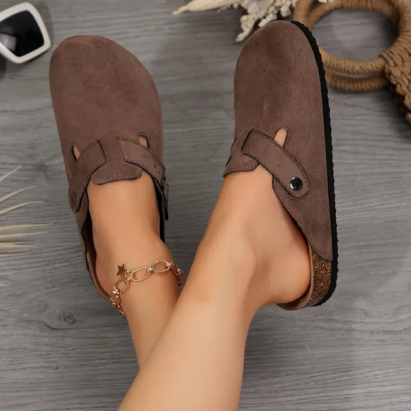 Women's Comfortable Slippers Suede Leather Cork Footbed - Image 8